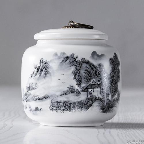 Ceramic Large Tea Caddies Handmade Chinese Moisture Proof Seal Tea Coffee Sugar Storage Jars Caja Para Te Home Storage 50: style16