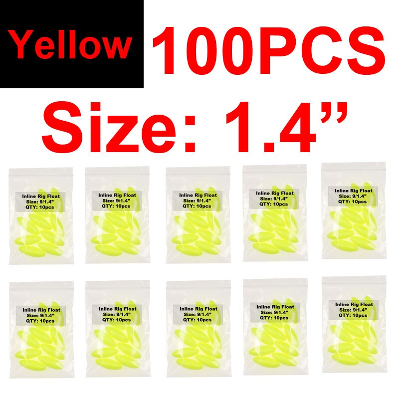 100PCS 1.4 "1.6" Ovale Vissen Rig Float Foam Bobbers Voor Karper Meerval Pompano, Whitings, corvina, Snappers Rigs Maken: 100pcs Yellow S