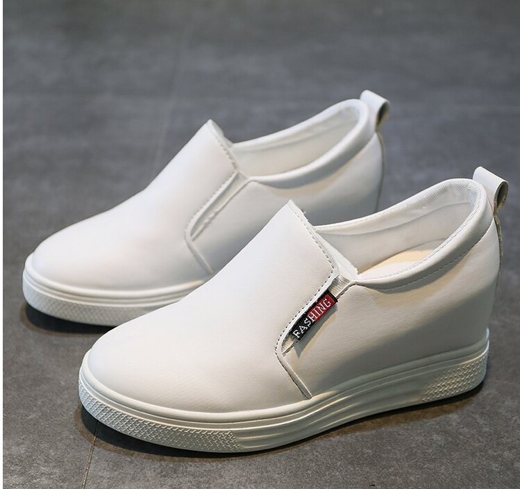 Dam loafers skor läder slip on walking skor vita sneakers fritidsskor balett skor