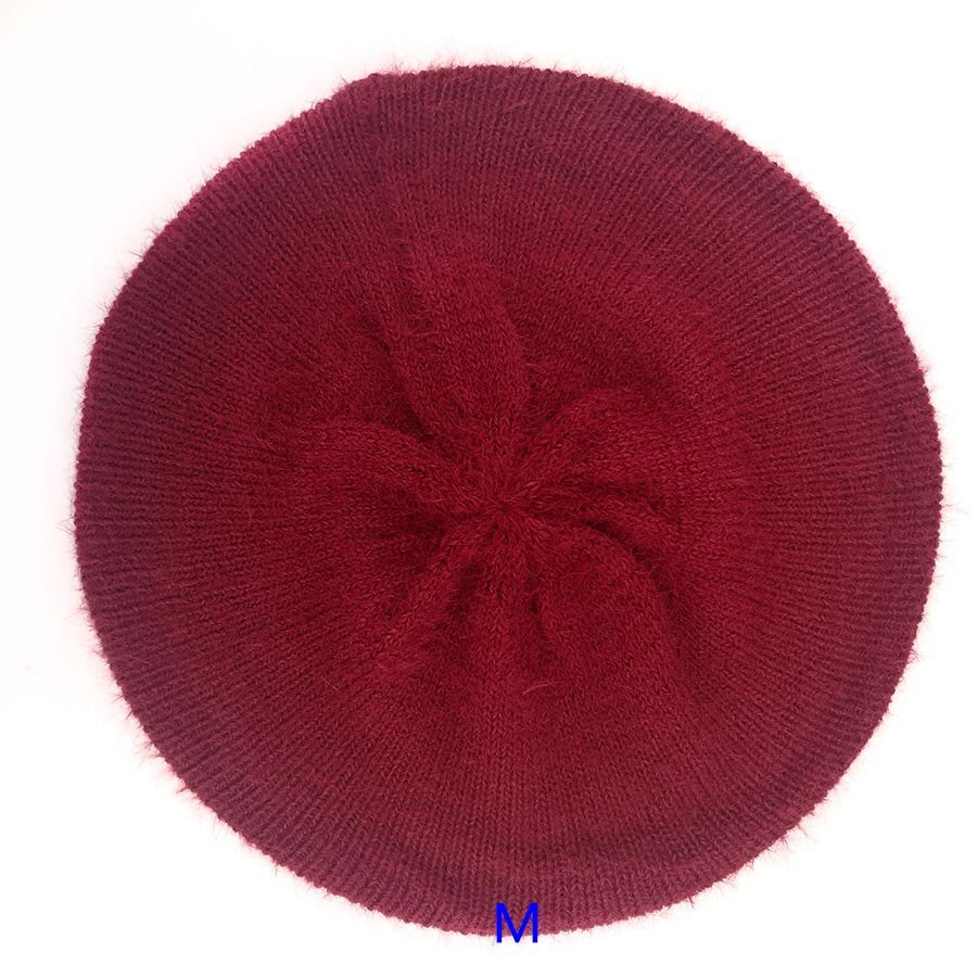 Gzhilovingl talvi pehmeä mohair neulottu baretti pipot naisten hatut roikkuvat slouchy skullies pipo naisille femme: Viininpunainen