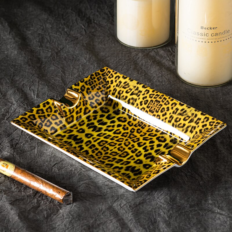 Leopard Print Coffee Set Bone China Coffeecup Saucer Creamer Sugar Jar Mugs Fruit Plate Ashtray Afternoon Tea Set For Home Kitch