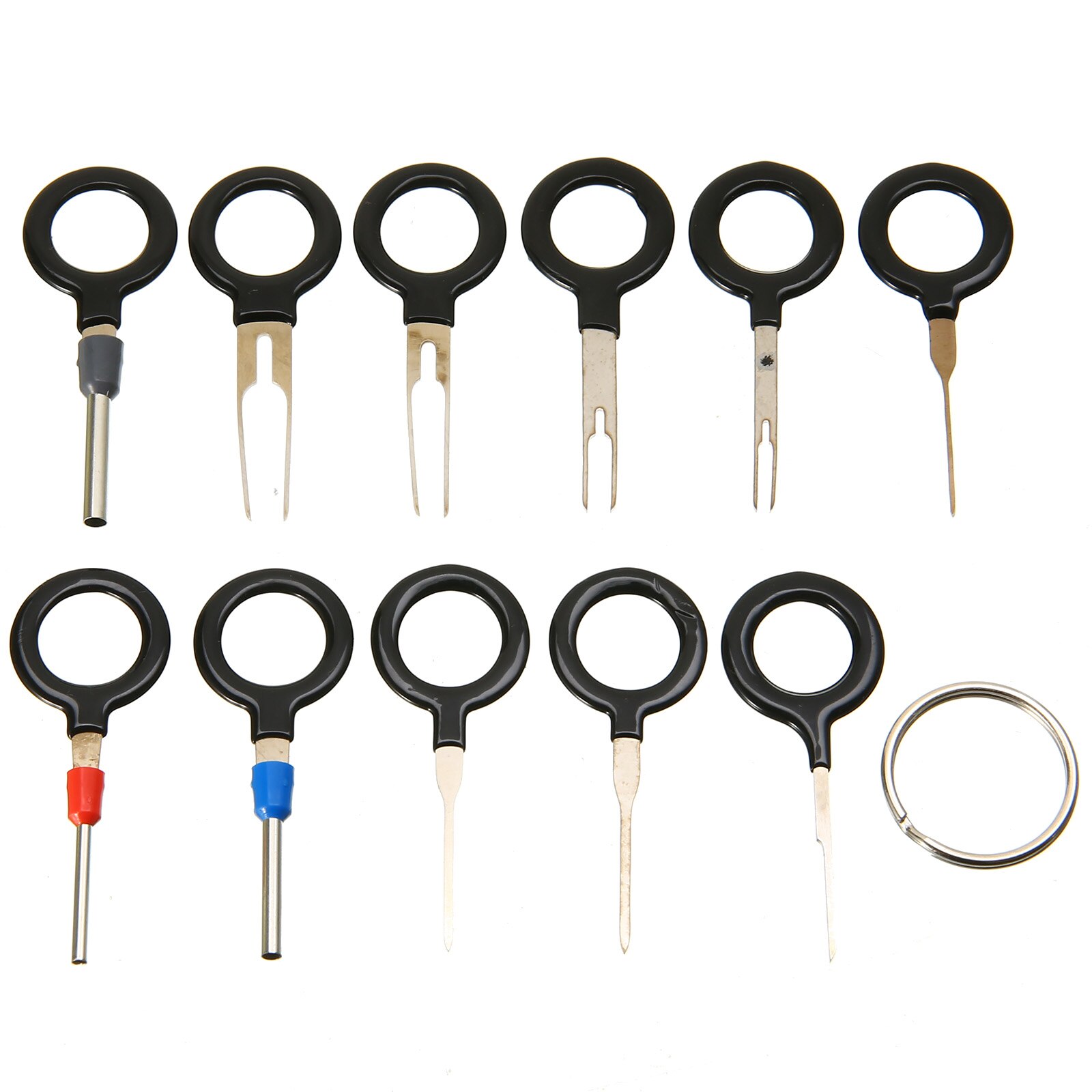 11 stk / sæt terminal fjernelsesværktøj nøgle pin ledning crimpstik pin udtrækkersæt elektriske nøgleværktøjer til bil
