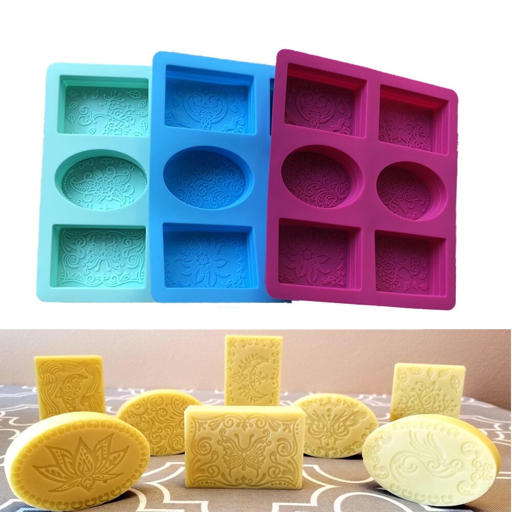 6 Cavity Rechthoek Ovale Silicone Zeep Mold Bar Bakken Mold Silicone Mould Lade Zelfgemaakte Voedsel Craft Zeep Maken
