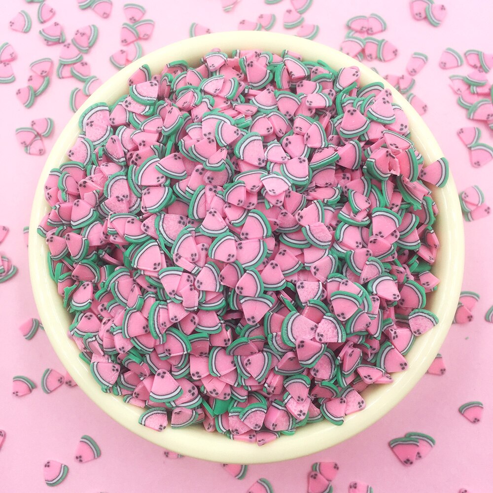 100g de fruta de barro chispas para manualidades de arcilla de polímero de sandía láminas uñas decoración arte DIY de 5mm
