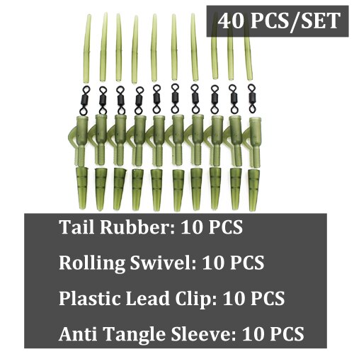 Dongbory Carp Fishing Rig Kit - PVA Bag, QC Anti Tangle Sleeves, Lead Inserts, Hooks