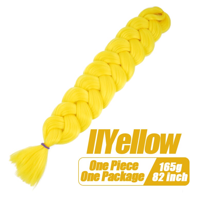 Más allá de cabello trenzado sintético de una pieza, trenza de fibra térmica de 82 pulgadas, 165g, extensiones de cabello trenzado Jumbo de ganchillo de Color puro: T1B/Verde / 6 unids/lote