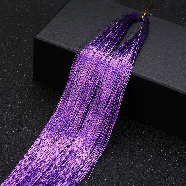 Hair Tinsel Strands Of Hair Colored Hair Strands Glitter Hair Extensions For Braids Hair Dazzle Braids With Elastic Extensiones: Purple 