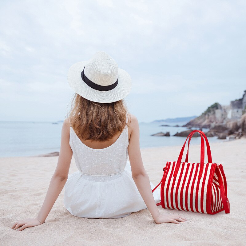 Bolso de momia multifuncional ligero, estilo coreano, a rayas, informal, pequeño número, de lona, bolso oblicuo de mano para madres