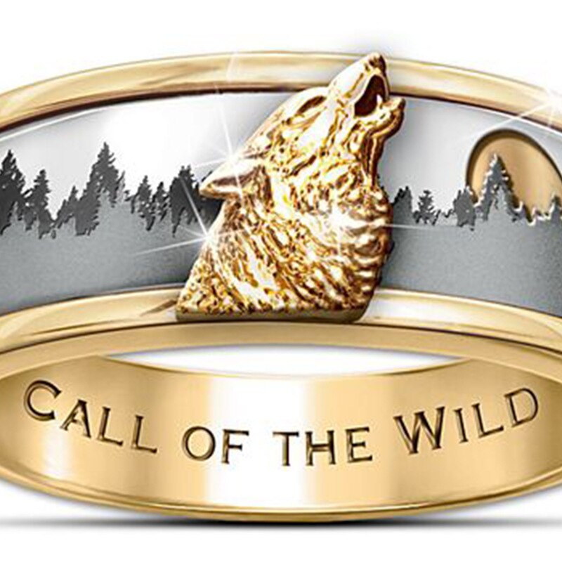 "Call OF THE Wild" Forest Wolf Rings for Men Wedding Band Engagement Ring Motorcycle Party Steampunk Biker Rings Jewelry