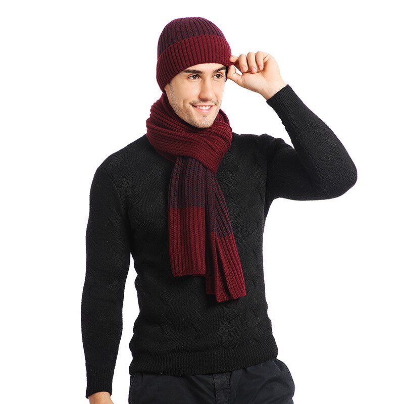 Écharpe épaisse en laine pour homme, chapeau , trois pièces, automne et hiver: 2