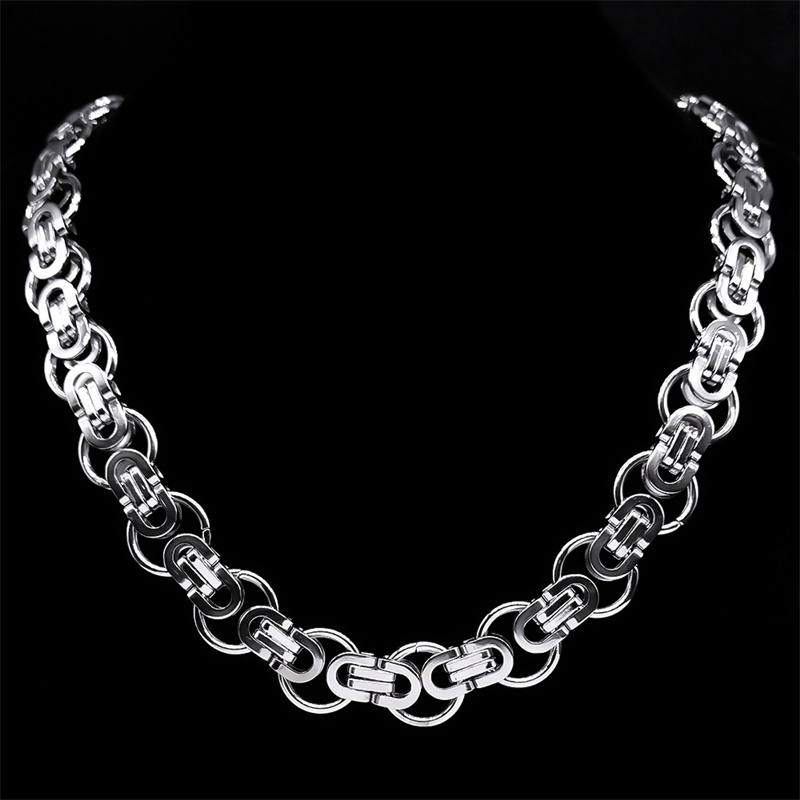 Hiphop Byzantijnse Ronde Ketting voor Vrouwen Mannen Goud Kleur Rvs Mannelijke Dikke Kettingen Sieraden kraag hombre: Roest Rood