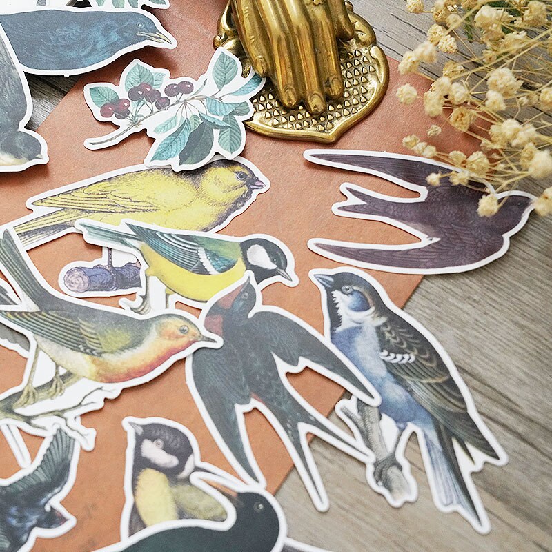 17 Uds pegatinas de aves manualidades y álbumes de recortes adhesivos para juguetes de niño adhesivo decorativo de libro DIY papelería