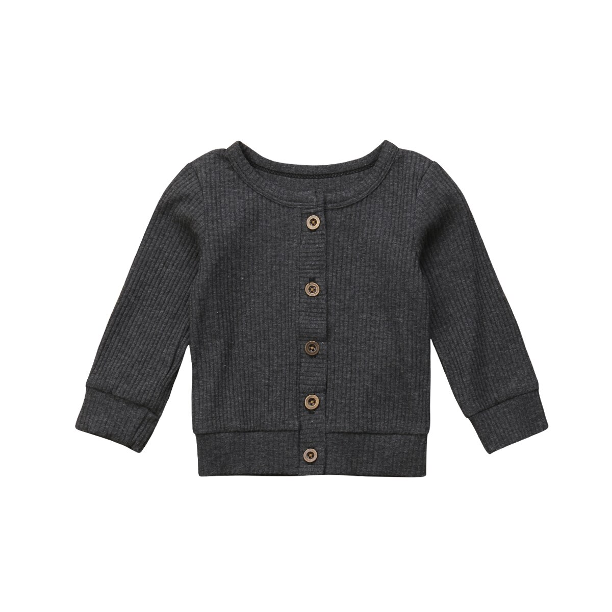 Enfant en bas âge enfants bébé fille vêtements sweat solide à manches longues tricoté haut infantile tenues ensembles survêtement 0-24M: Gris / 24M