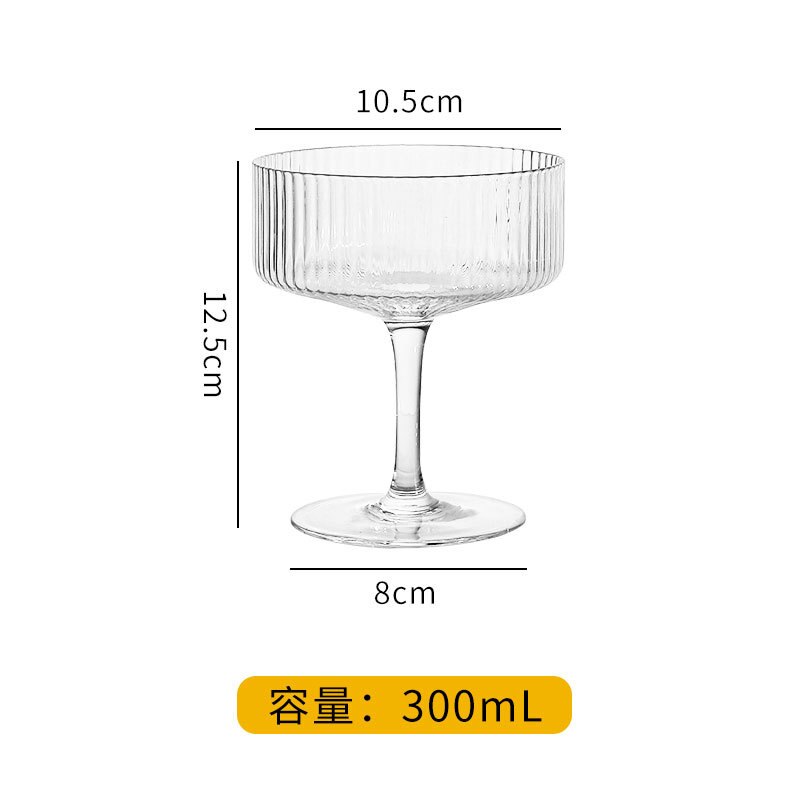 Gestreepte Cocktail Glas, Creatieve Persoonlijkheid Martini /Margarita Glas, Bar Wijn Glas, Beker: Transparent 300ml