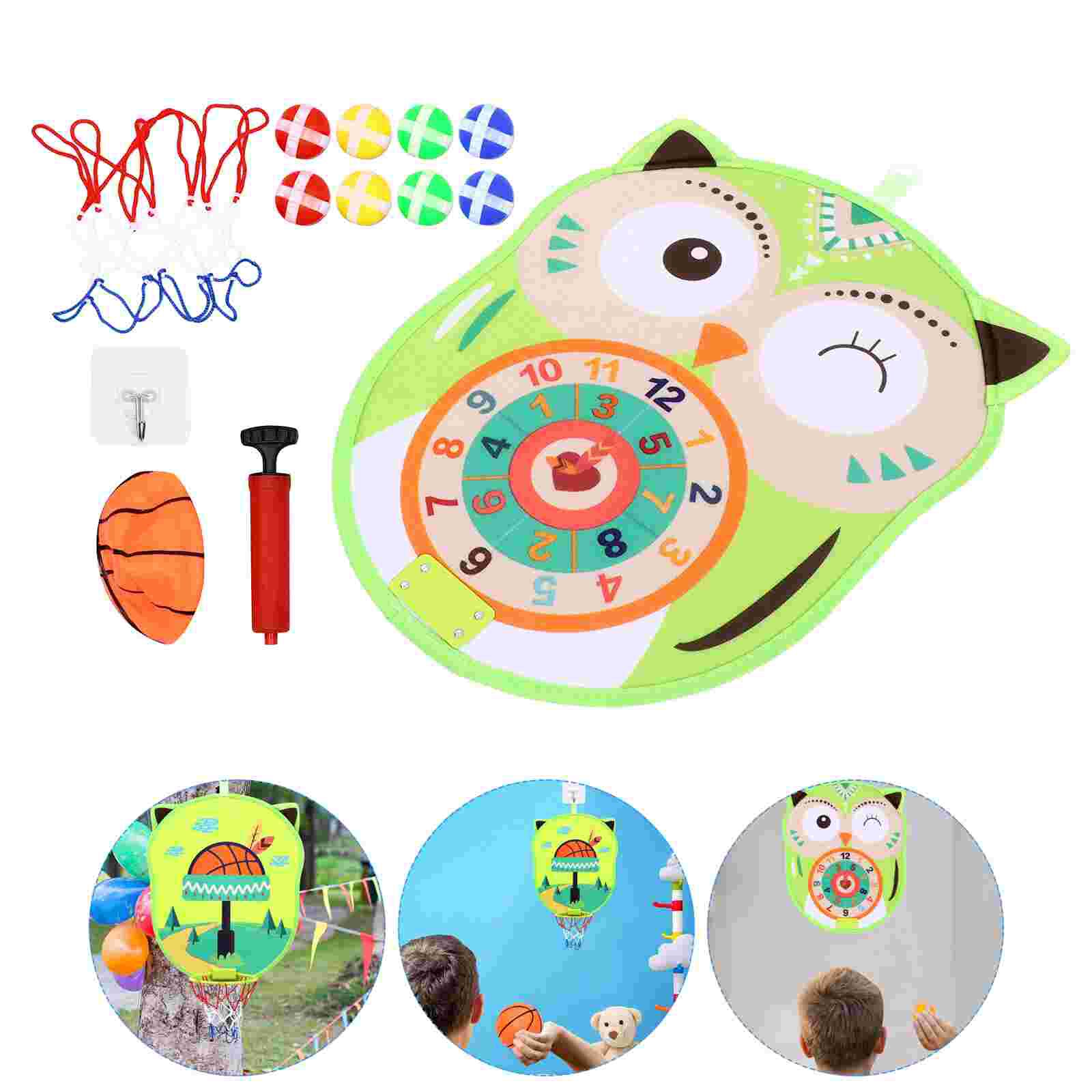 1 Set Double Sided Dart Board Game with Balls Owl Shaped Throw Darts Game