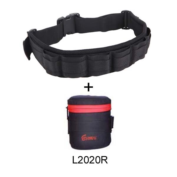 Photo Adjustable Black Strap DSLR Padded Camera Waist Belt Holder w/ Nylon Functional Soft Padded Lens Bag Pouch Case
