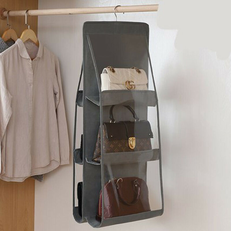 6 Pocket Folding Opknoping Handtas Opslag Houder Organizer Rack Firm Slaapkamer Haak Hanger