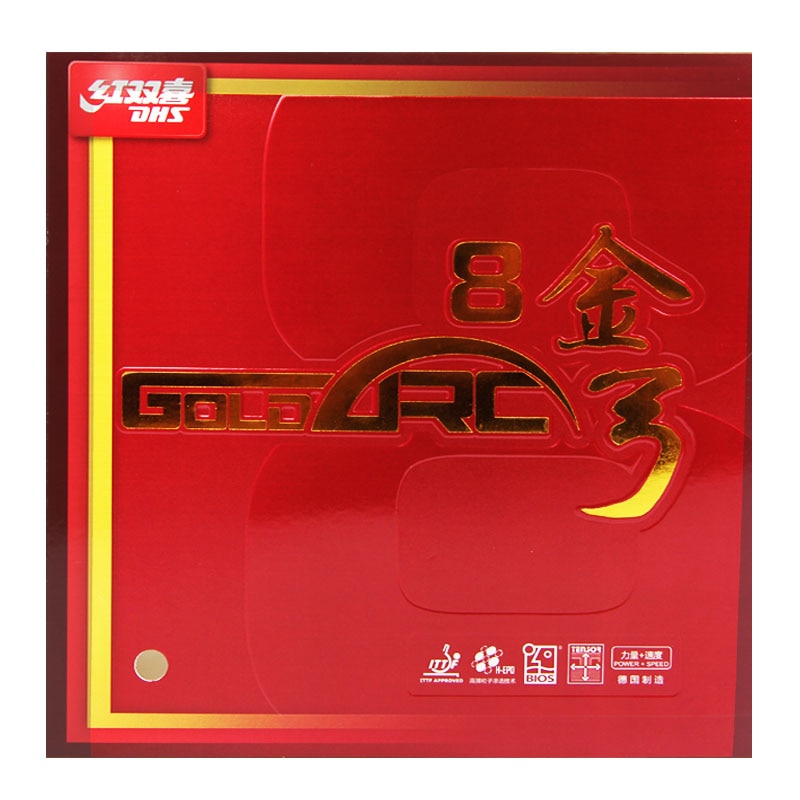 DHS-tenis de mesa GoldArc 8, Alemania tech, granos rojos o negros, goma de Ping Pong con esponja para tenis de mesa