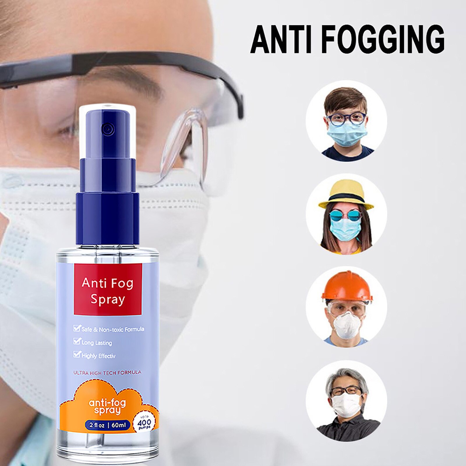 Spray antiniebla para coche, 180ml, evita la niebla para ventanas de cristal, espejos, gafas, tienda multifunción, agente antivaho, accesorios para coche