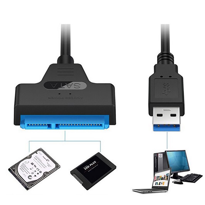 Adaptador de disco duro externo USB 3,0 a SATA de 2,5 pulgadas, lector para Cable SSD HDD