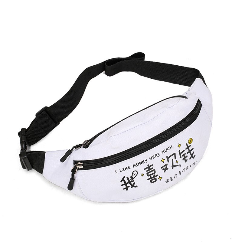 Japanischen Stil Brust Tasche männer Street Messenger Pack Beiläufige Sport Schulter Taschen Taille Gürtel Tasche Frauen Fanny Packs Bum hüfte Tasche: White love money