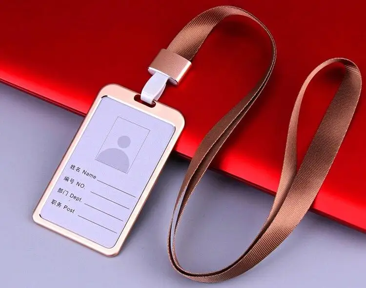 Aluminum Alloy Working Permit Cover ID Name Card Badge Holder Business Pass Card Lanyard Sleeve Case Metal Work Card Case Women: Black&Red
