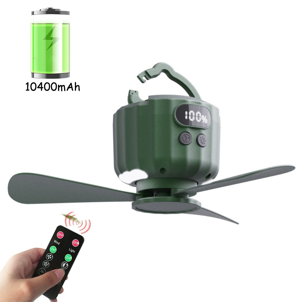 Mini draagbare plafondventilatoren USB oplaadbare afstandsbediening voor thuis Stil plafondventilator Licht Outdoor campingventilator met nachtverlichting: Bordeaux