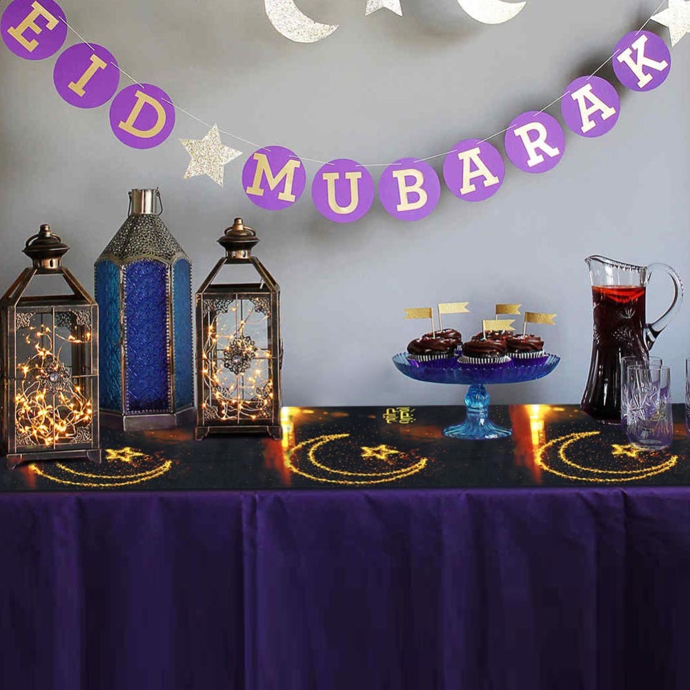 Ourwarm 32 x 180cm eid mubarak ønsker bordløber dekoration ramadan mubarak ramadan kareem glad eid mubarak festgaver