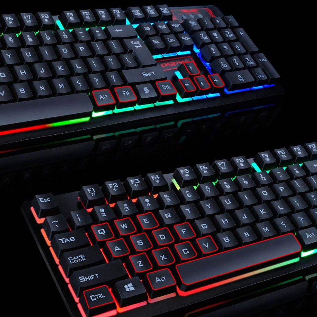 Game Luminous Wired USB Mouse Keyboard Suit With Rainbow Backlight LED Lights Mechanical Keyboard Gaming Mouse for gamers