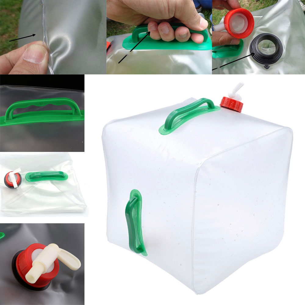 Wateropslagcontainers opvouwbaar bpa-vrij, opvouwbaar kamperen backpacken waterdraagfles tas kan  - 20 l