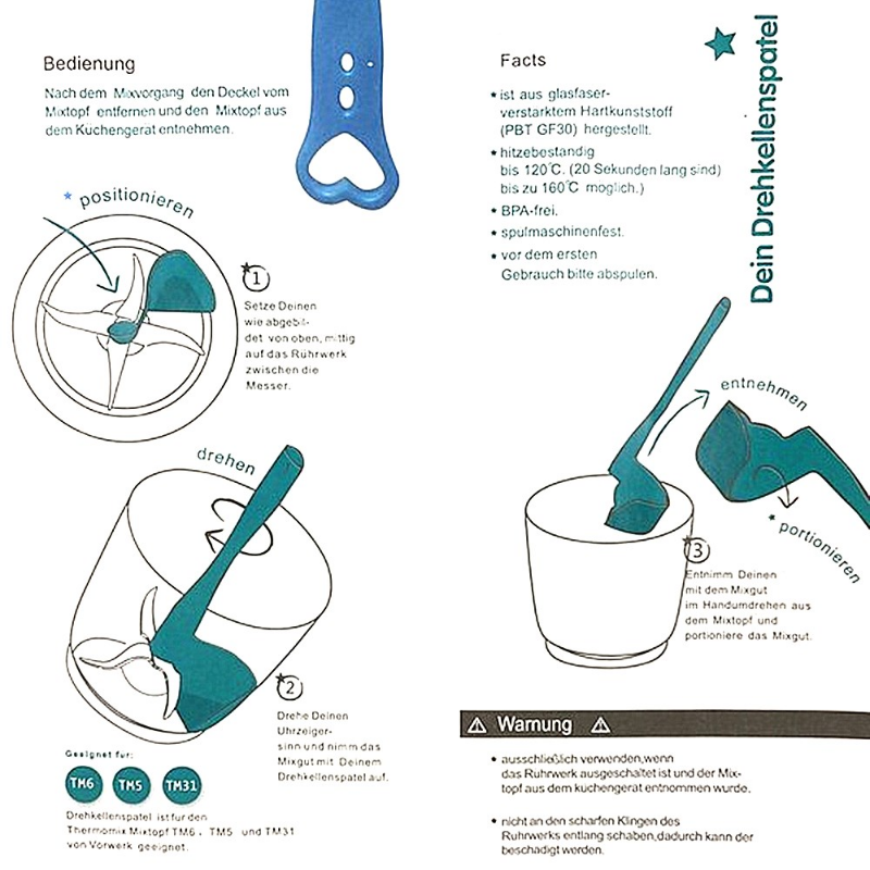 Espátula giratoria para cocina Thermomix TM6/TM31/TM5, procesador de alimentos para porciones, accesorios de cocina Termomix, herramienta de cocina, 4 Uds./2 piezas