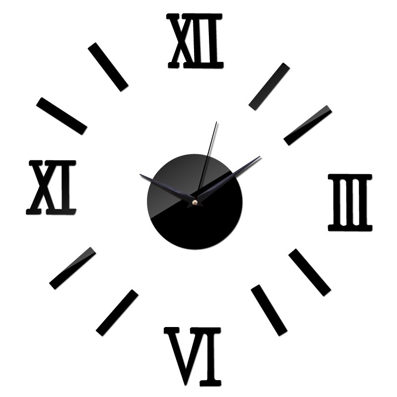 wall clock large decorative wall clocks home decor diy clocks living room reloj mural sticker: DIY-155 Black