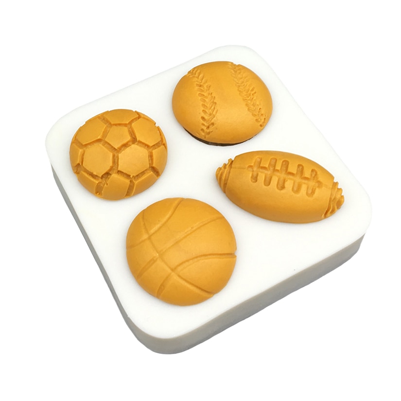 Fodbold tennis rugby basketball silikone sugarcraft form cupcake bageform fondant kage dekorationsværktøj