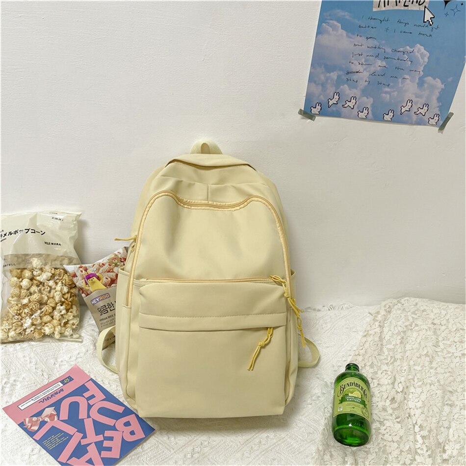 Mochila escolar para adolescentes y niñas, morral escolar de nailon suave, a la , de viaje: Yellow / Only Backpack