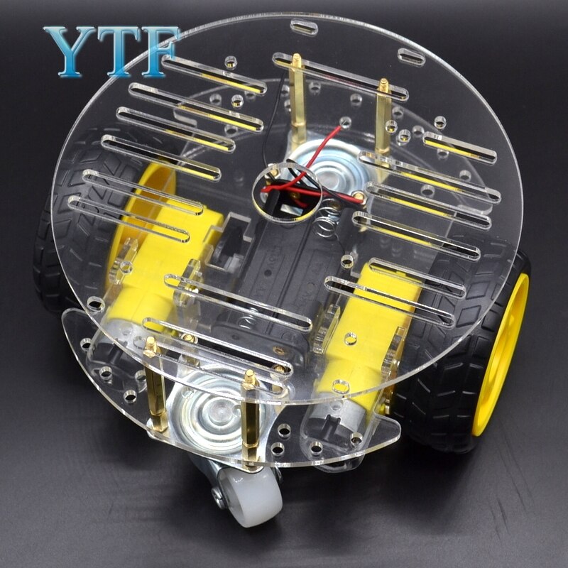 2WD Mini Round Double-Deck Smart Robot Car Chassis DIY Kit Tracing Strong Magnetic Motor Car rt-4