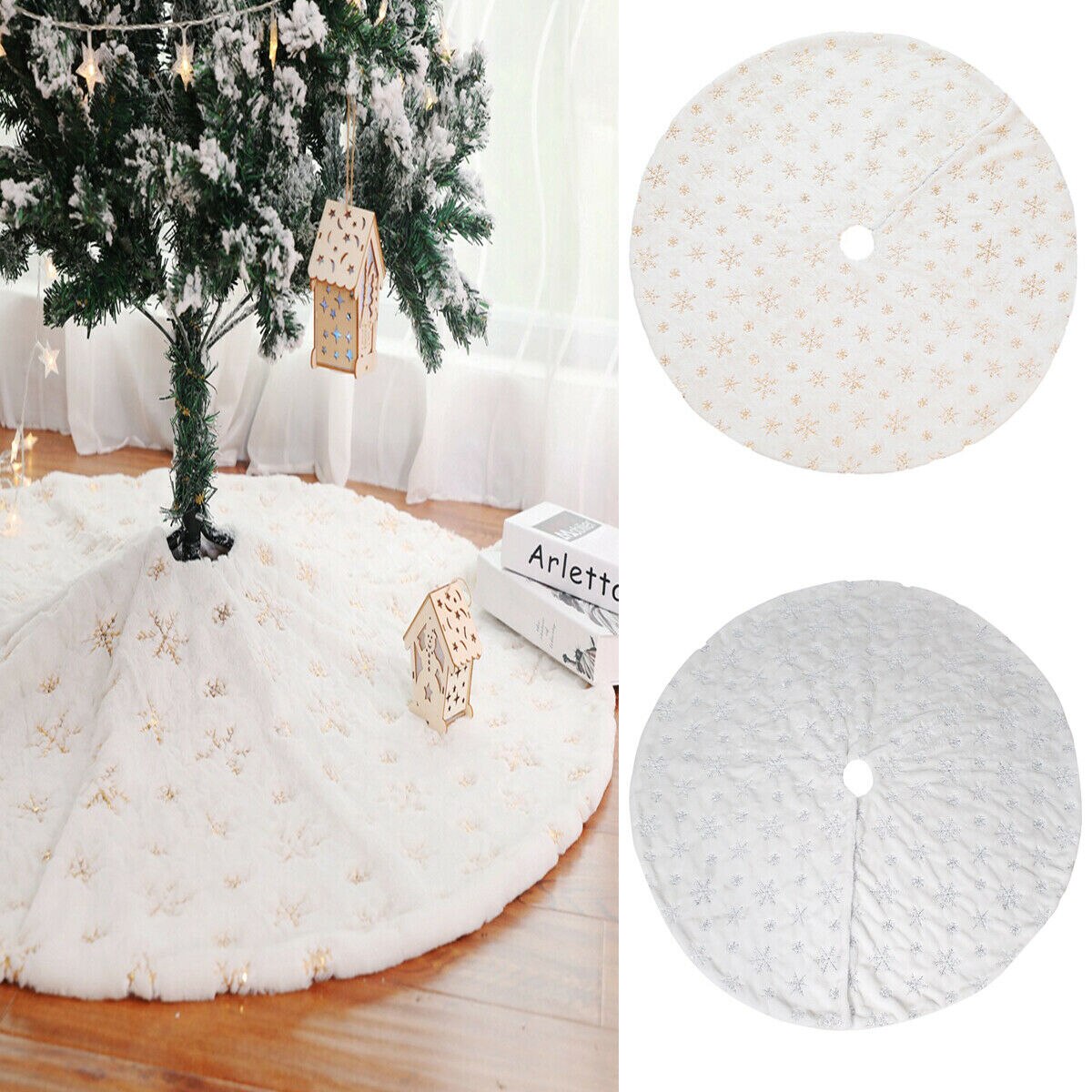 Kerstboom Decor Sneeuwvlok Wit Kerstboom Rok Bont Vilt Pluche Rok Voor Xmas Decoraties Kerst Xmas Tree Decor