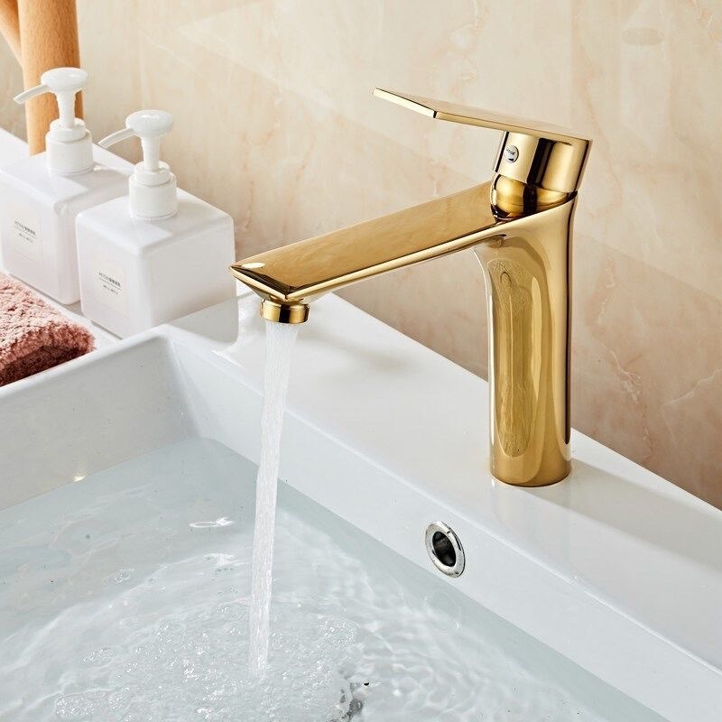 Bathroom Faucet And Cold Water Mixer Tap Sink Faucet Black Golden Color Toilet Tapware Bathroom Accessories: Golden short
