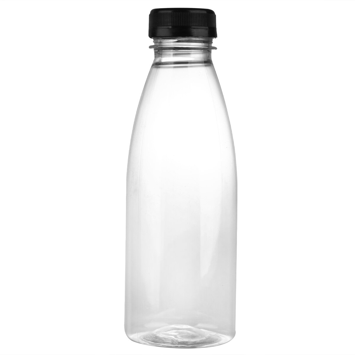 6pcs 500ml Empty Beverage Drink Bottle PET Clear Storage Containers Plastic Juice Bottle with Lids (Random Color Caps)