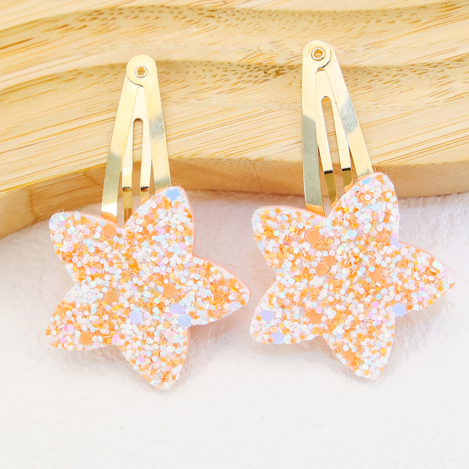 2/8pcs Sparkly Star Hair Clips Kids Glitter Star Shaped Hairpins Girls Alloy Snap Barrettes Clips Kids Children Hair Accessories: Pink