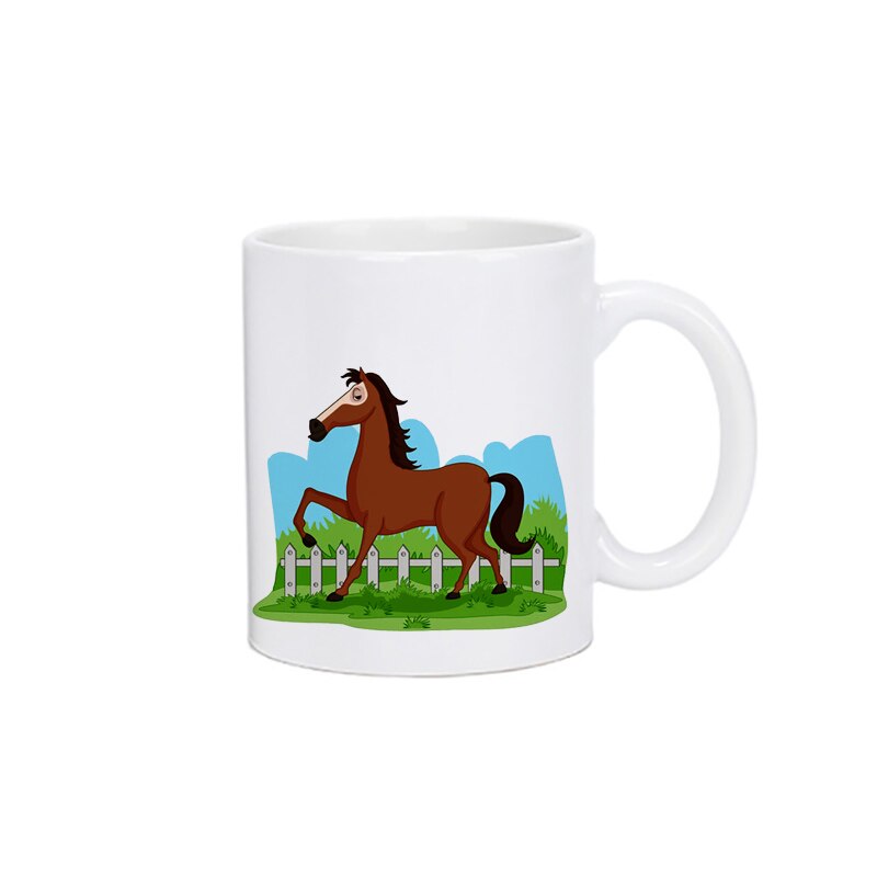 11oz Horse pattern Ceramic mug coffee Mugs Drinkware Coffee Tea Cups Novelty milk cup Drinkware KTDW-062: KTDW-062-A