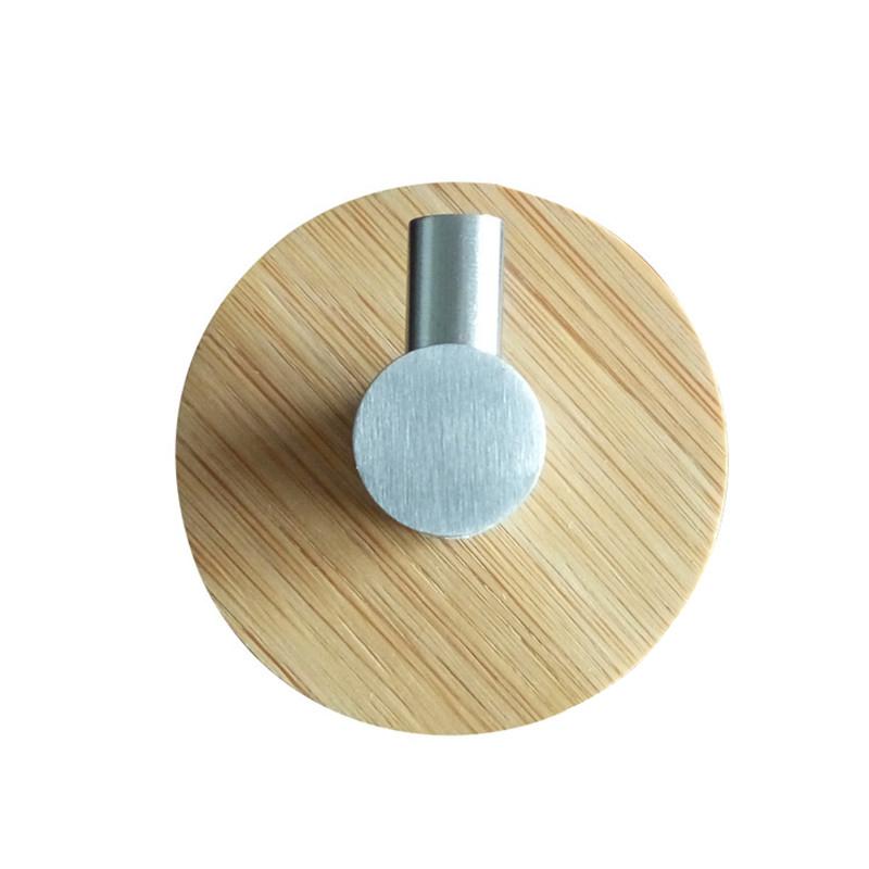 Ganchos adhesivos en forma de L de 4 PPC, perchas de pared de madera y acero inoxidable de bambú para ropa, toallero para el hogar y la cocina