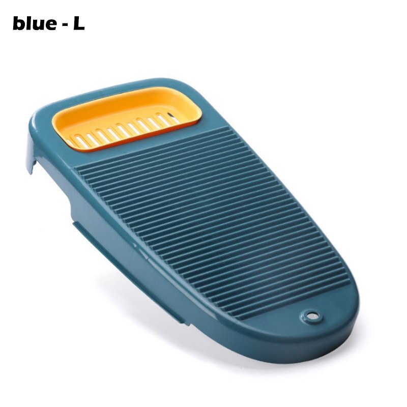 2 in 1 Laundry Clothes Washing Board Plastic Thicken Washboard with Soap Holder Seat Box Scrubbing Bathroom Cleaning Laundry: blue - L