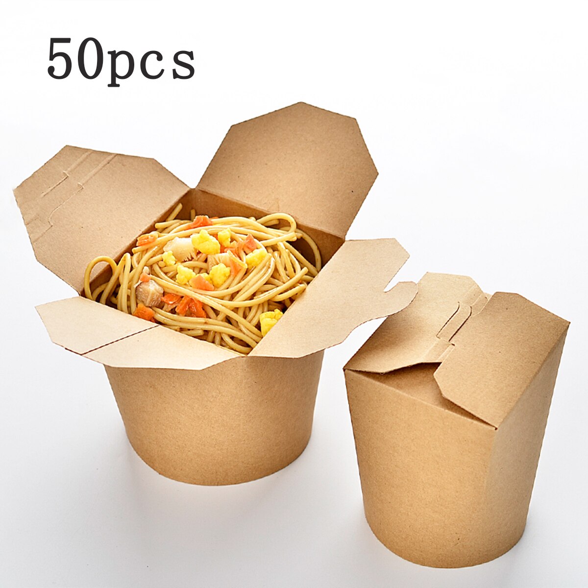 Cubo de papel Kraft desechable, contenedores preparación comida para llevar, paquete de comida, caja de papel Kraft, boda, de cumpleaños, 50 Uds. 16 onzas