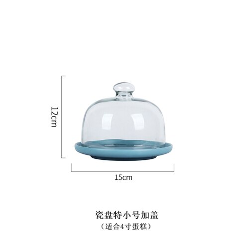 Creatieve Keramiek Cake Pan Glas Cover Dessert Display Lade Cake Decorating Gereedschap Cake Stand Set Kitchen Aid Accessoires: P