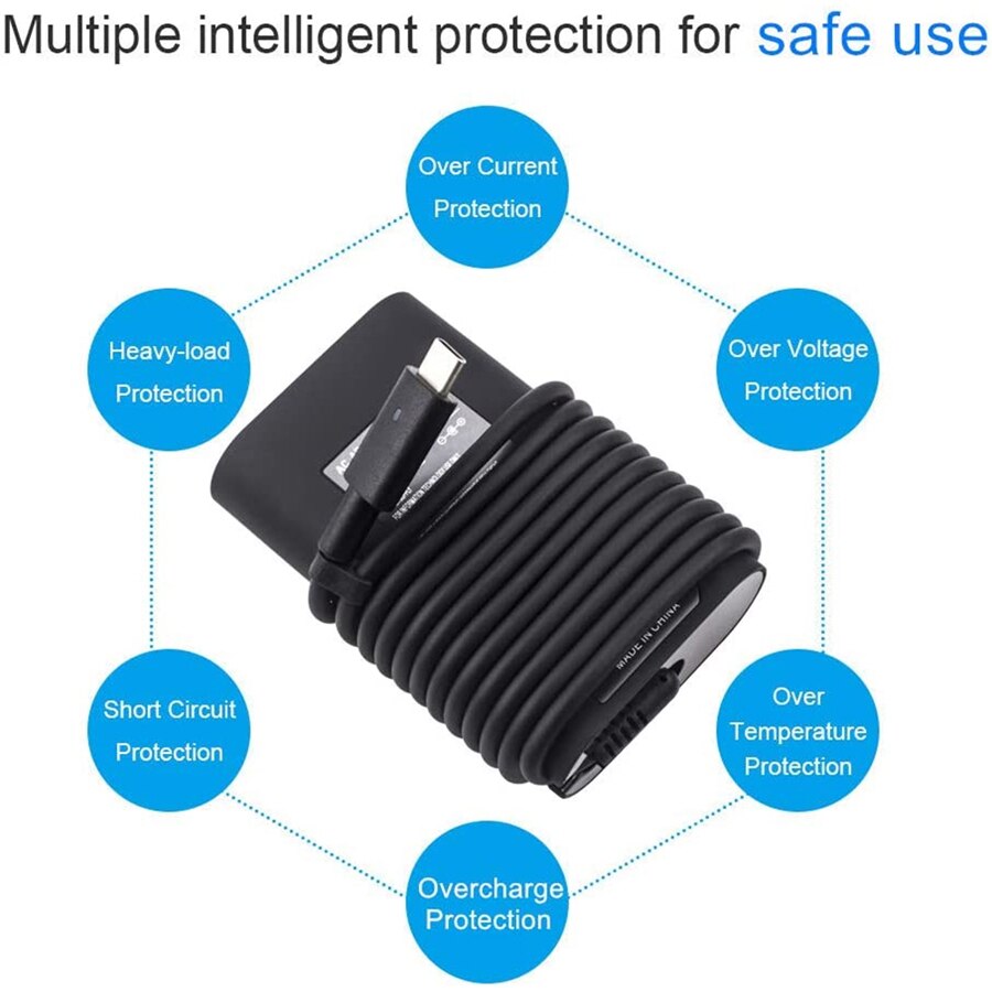 45W USB-C Type-C PD Charger AC Power Supply Adapter Compatible with Dell DELL XPS 12 9250 XPS 13 9365 9370 Inspiron 14 7437