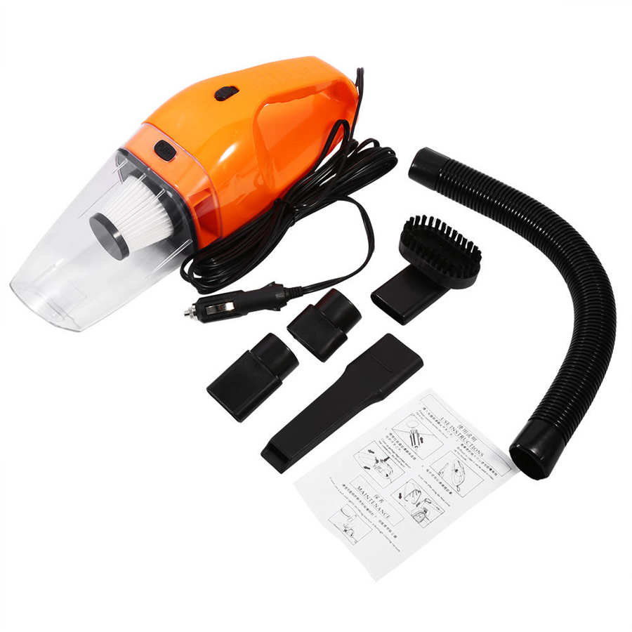 Hand Push Sweepers 3 Colors Useful 12V 120W Portable Handheld Wet & Dry Auto Car Vacuum Cleaner With 5m Cable Hand Push: Orange