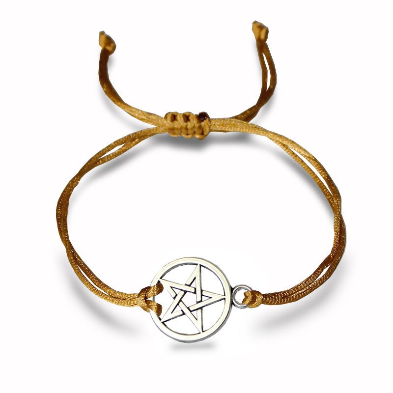 Juego de brazaletes bohemios con forma de corazón para parejas, unisex, pentagrama, ala infinita, nudo de contraste, brazalete mejor amigo, joyería de deseos: brown Pentagram