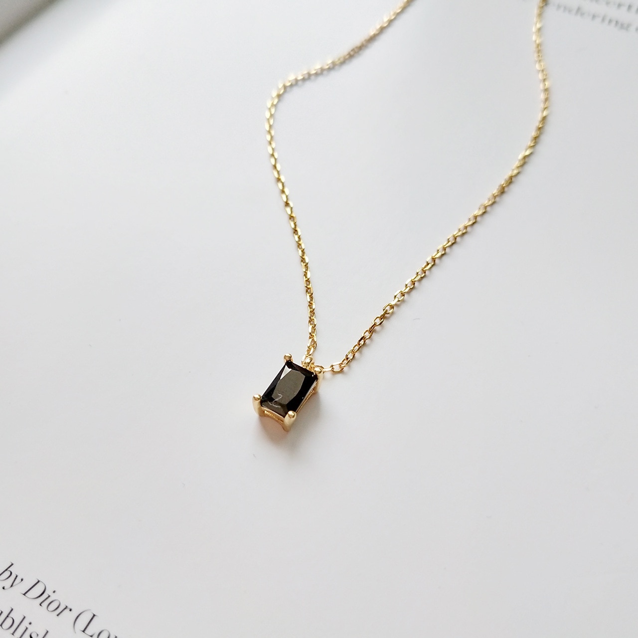 Collier avec pendentifs carrés en argent sterling 925 et zircon noir pour femmes, bijoux à la , simple et tendance: Default Title