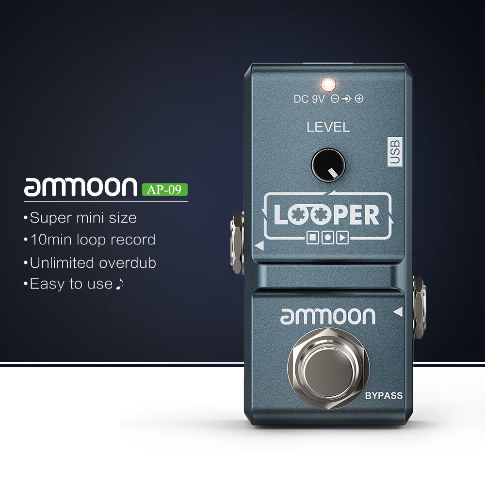 ammoon Looper Guitar Pedal Nano Series Loop Effect Pedal Electric Guitar Effect Pedal Looper True Bypass Unlimited Overdubs: Light Grey