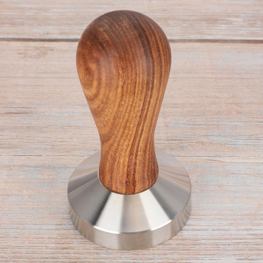 51mm Stainless Steel Wood Handle Coffee Tamper Coffee Powder Pressing Tamping Tool for Home Use
